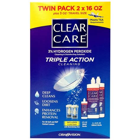 travel size hydrogen peroxide contact solution|travel size clear care solution.